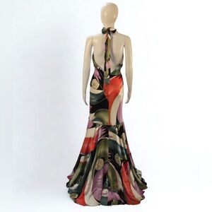 Vintage Dina Bar-el Elegant Multicolor Halter Dress size M